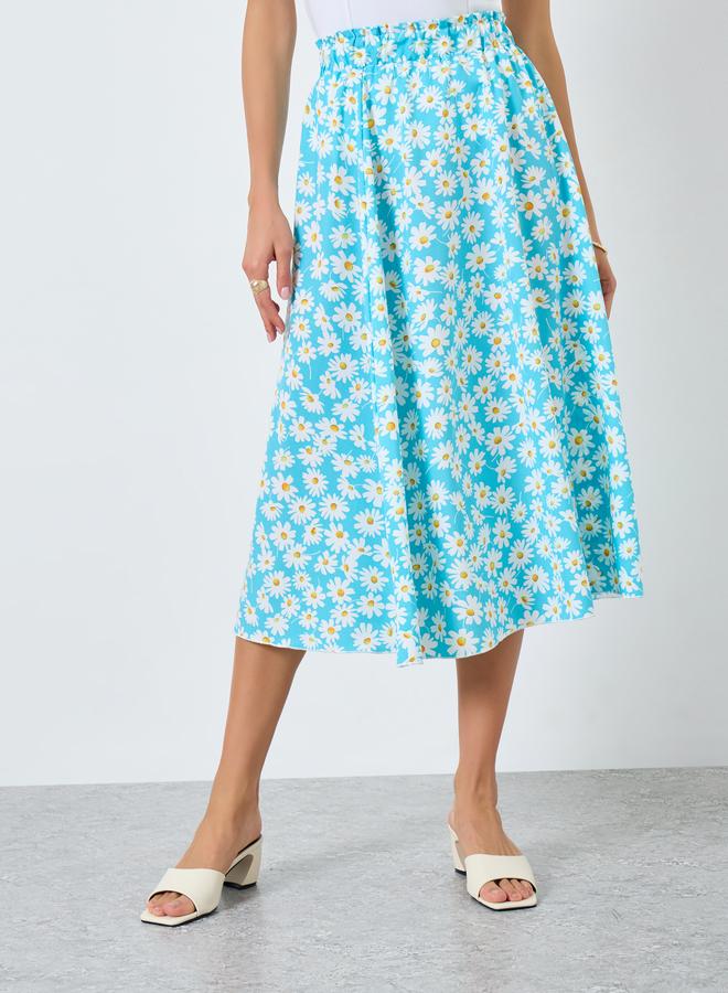 تايك تو تنورة بطبعة زهور بخصر مطاطي - Image 2