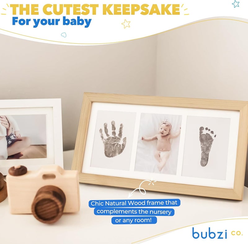 Bubzi Co Baby Handprint Kit  Footprint Photo Frame for Newborn Girls and Boys Unique Baby Shower Gifts Set for Registry Memorable Keepsake Decorations for Room Wall or Nursery Decor Natural Wood - Image 5