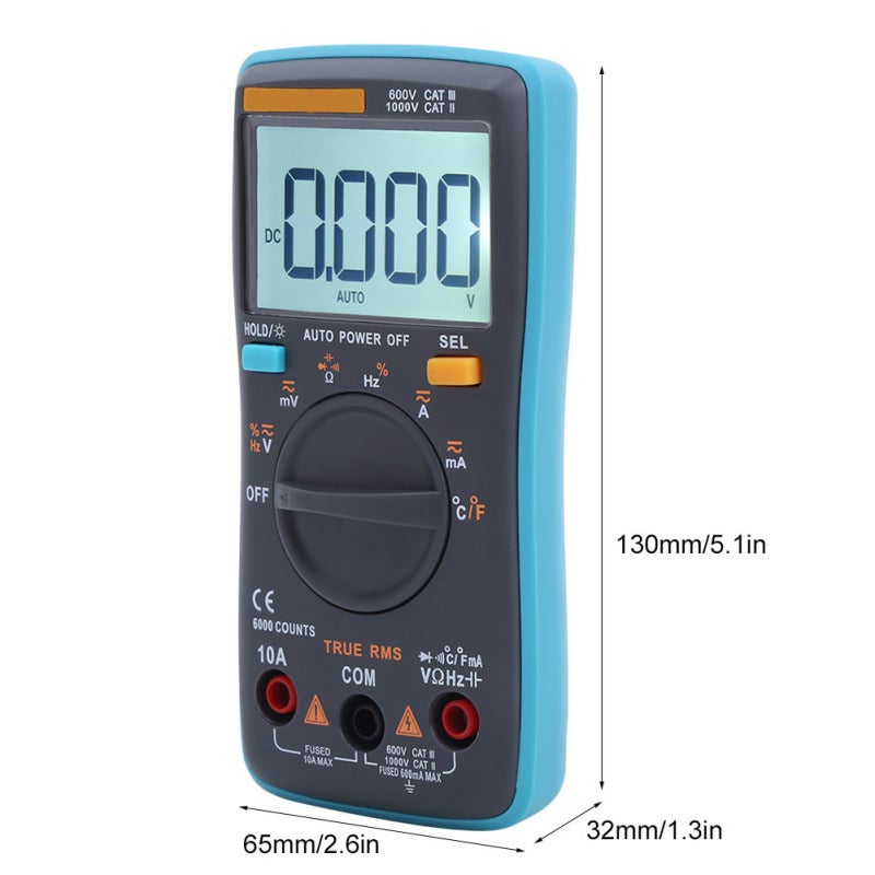 Digital Multimeter 6000 Counts Large LCD Backlit Display - Built-in Thermocouple Automatic Power-off Portable Multimeter for Laboratories, Factories And Radio Enthusiasts - Image 3