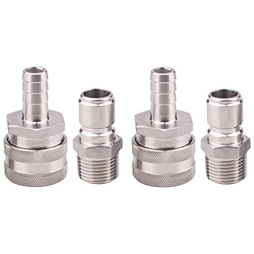 DERNORD Stainless Steel Quick Disconnect Set - Beer Brewing Connector Kit (Barb Female/MPT Male(Pack of 2)) - Image 1