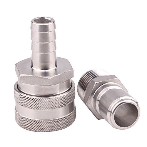 DERNORD Stainless Steel Quick Disconnect Set - Beer Brewing Connector Kit (Barb Female/MPT Male(Pack of 2)) - Image 2