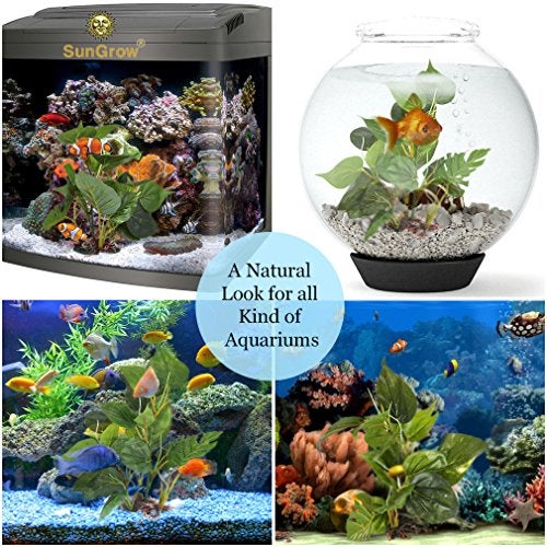 SunGrow Plastic Leaf Plant, Heavy-Duty Ceramic Base, Hiding Spot for Fish, Betta, Angelfish, Gold Fish, Frog, Python, Reptiles, Amphibians (10 Inches, 1 Count) - Image 5