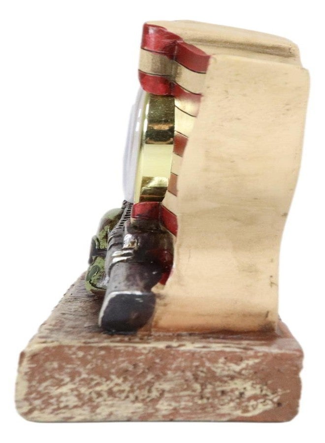 Ebros Gift Patriotic American Veteran Military Fallen Soldier USA Old Faithful Flag Rifle and Tactical Camo Helmet Desktop Table Clock Figurine Roman Numerals Analog Clocks - Image 5