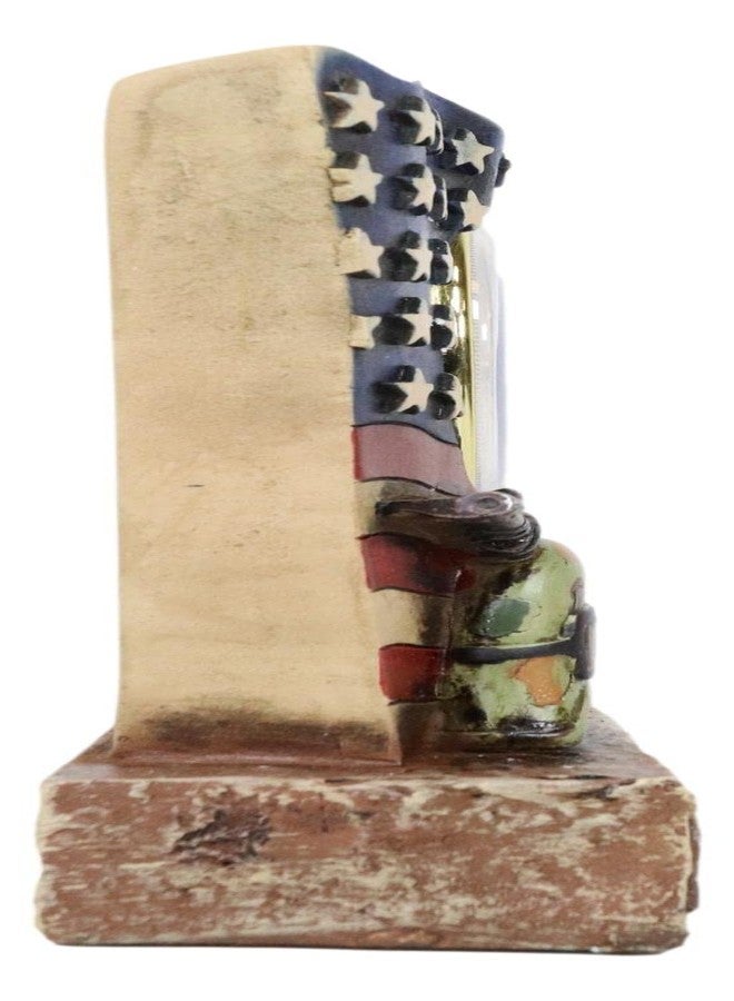 Ebros Gift Patriotic American Veteran Military Fallen Soldier USA Old Faithful Flag Rifle and Tactical Camo Helmet Desktop Table Clock Figurine Roman Numerals Analog Clocks - Image 4