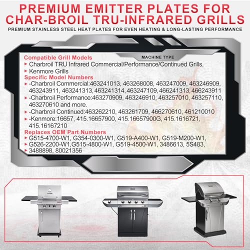 DcYourHome Stainless Steel Emitter Plates Replacement for Charbroil Commercial Tru-Infrared 463241013 463268008 463247009 463246909 463243911 463241313 463241314 463247109 466241313 Grill Parts,3-Pack - Image 2