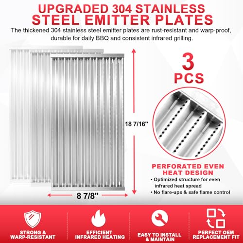 DcYourHome Stainless Steel Emitter Plates Replacement for Charbroil Commercial Tru-Infrared 463241013 463268008 463247009 463246909 463243911 463241313 463241314 463247109 466241313 Grill Parts,3-Pack - Image 3