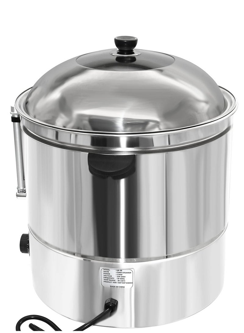 Grace Grace Stainless Steel Commercial Corn Steamer 48L with Compartment Counter-top Electric Multi-purpose Steamer Adjustable Thermostat 30°C-100°C  - Image 4