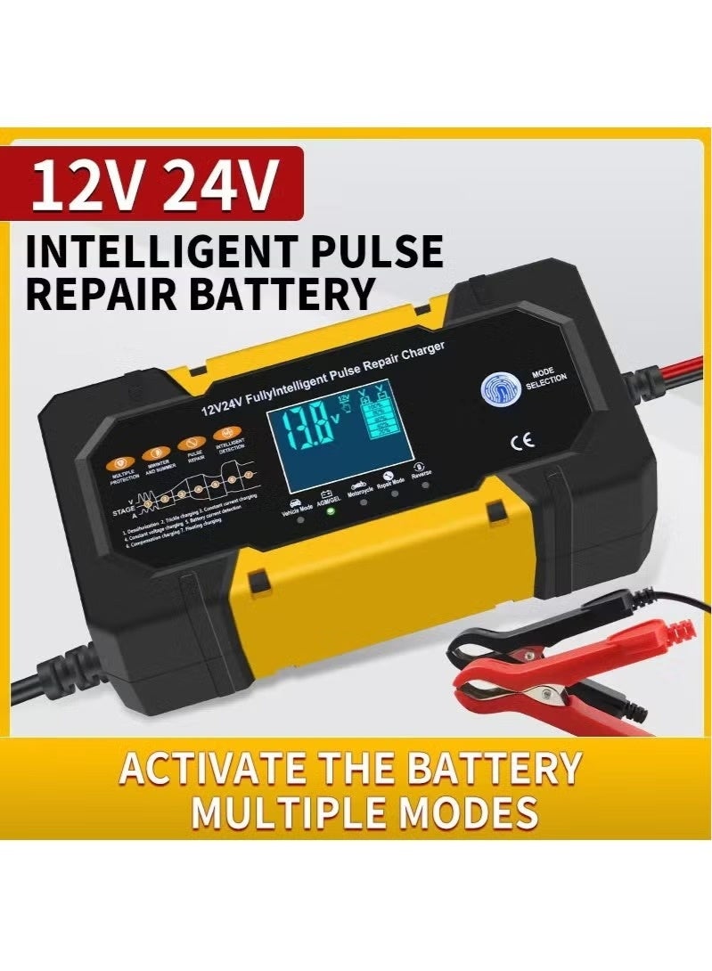 LAESO Car Battery Charger 10-Amp 12V and 24V Fully-Automatic Smart Car Battery Charger, Battery Maintainer Trickle Charger, and Battery Desulfator with Temperature Compensation - Image 1