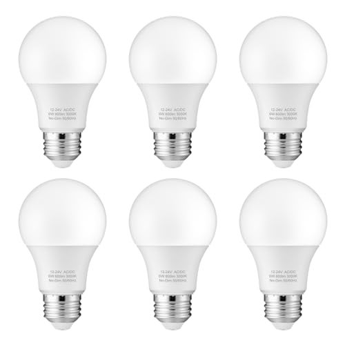 Maelsrlg 12V LED Bulb 6W(50W Equivalent), Warm White 3000K, 12V-24V AC/DC, 600 Lumens, Non-Dimmable, A19 12V DC LED Light Bulbs, E26 Base, Pack of 6 - Image 1