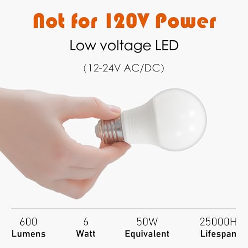 Maelsrlg 12V LED Bulb 6W(50W Equivalent), Warm White 3000K, 12V-24V AC/DC, 600 Lumens, Non-Dimmable, A19 12V DC LED Light Bulbs, E26 Base, Pack of 6 - Image 3