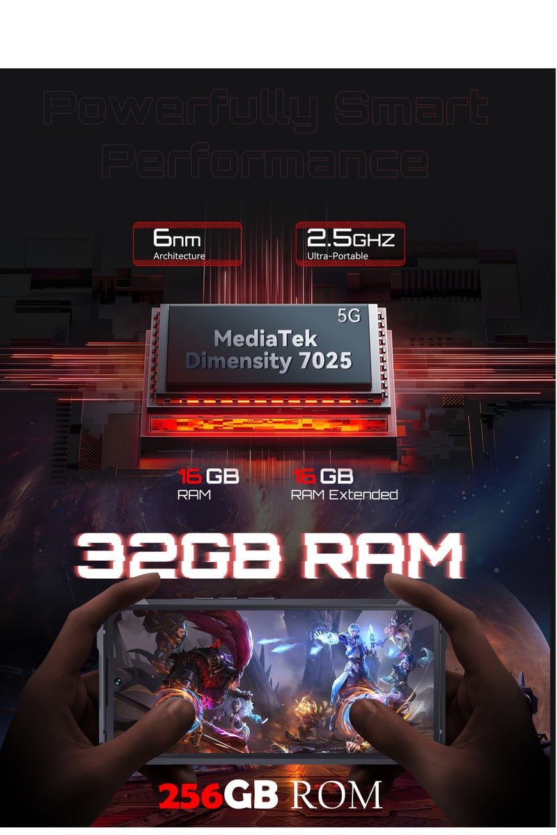 كوبوت هاتف كينج كونج 11 5G مقاوم للصدمات والماء، شاشة 6.72 بوصة FHD+ بسرعة 120 هرتز، أندرويد 15، شريحتين اتصال، ذاكرة 16GB RAM + 256GB ROM، بطارية 10200mAh، كاميرا خلفية 108MP وأمامية 32MP، دعم NFC وOTG - أسود - Image 4