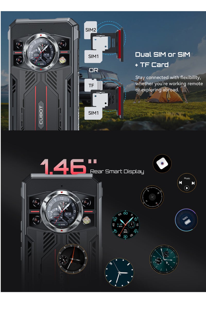 كوبوت هاتف كينج كونج 11 5G مقاوم للصدمات والماء، شاشة 6.72 بوصة FHD+ بسرعة 120 هرتز، أندرويد 15، شريحتين اتصال، ذاكرة 16GB RAM + 256GB ROM، بطارية 10200mAh، كاميرا خلفية 108MP وأمامية 32MP، دعم NFC وOTG - أسود - Image 5