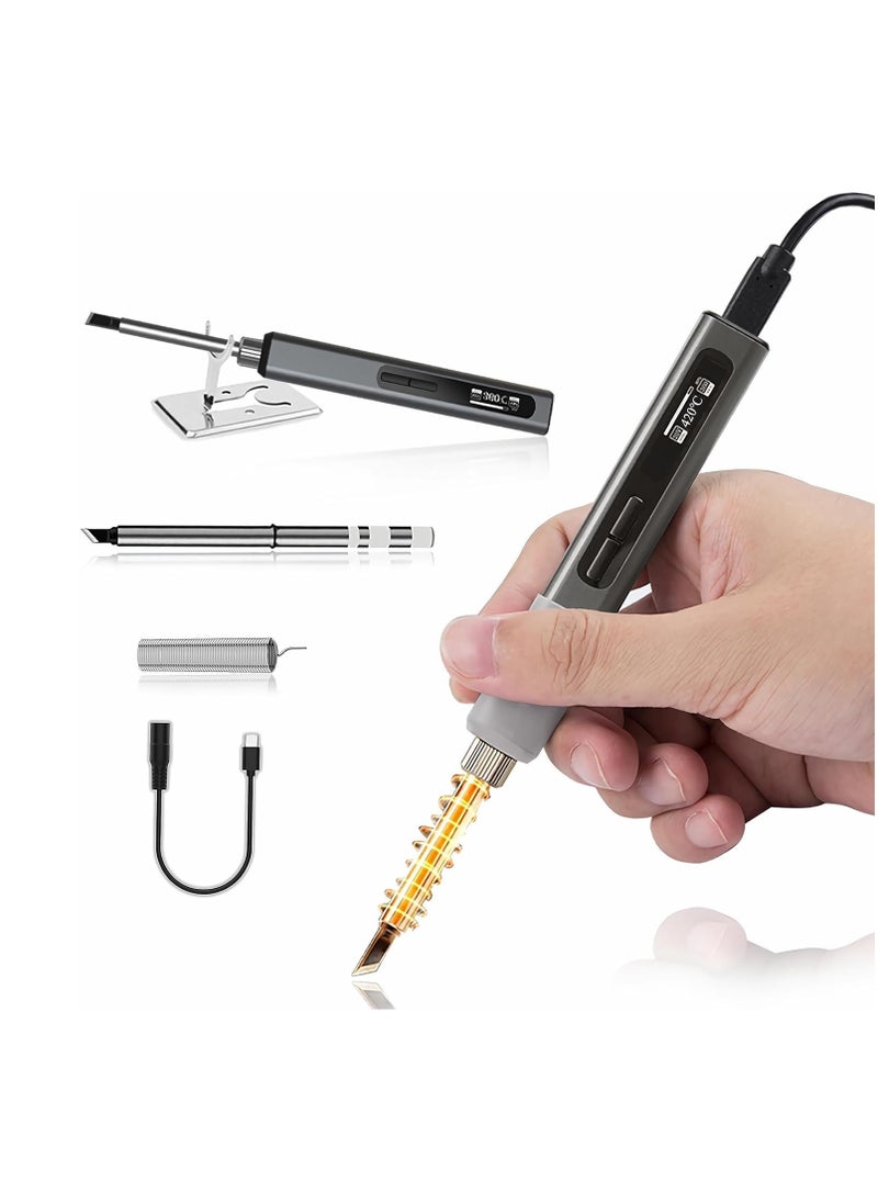 Excefore - Soldering Iron Kit - Temperature Adjustable Electric Solder Iron Gun Welding Set, Portable Soldering Iron, Fast Heating, Digital OLED Screen Display, Auto Sleep (2 types of replacement welding tips) - Image 1