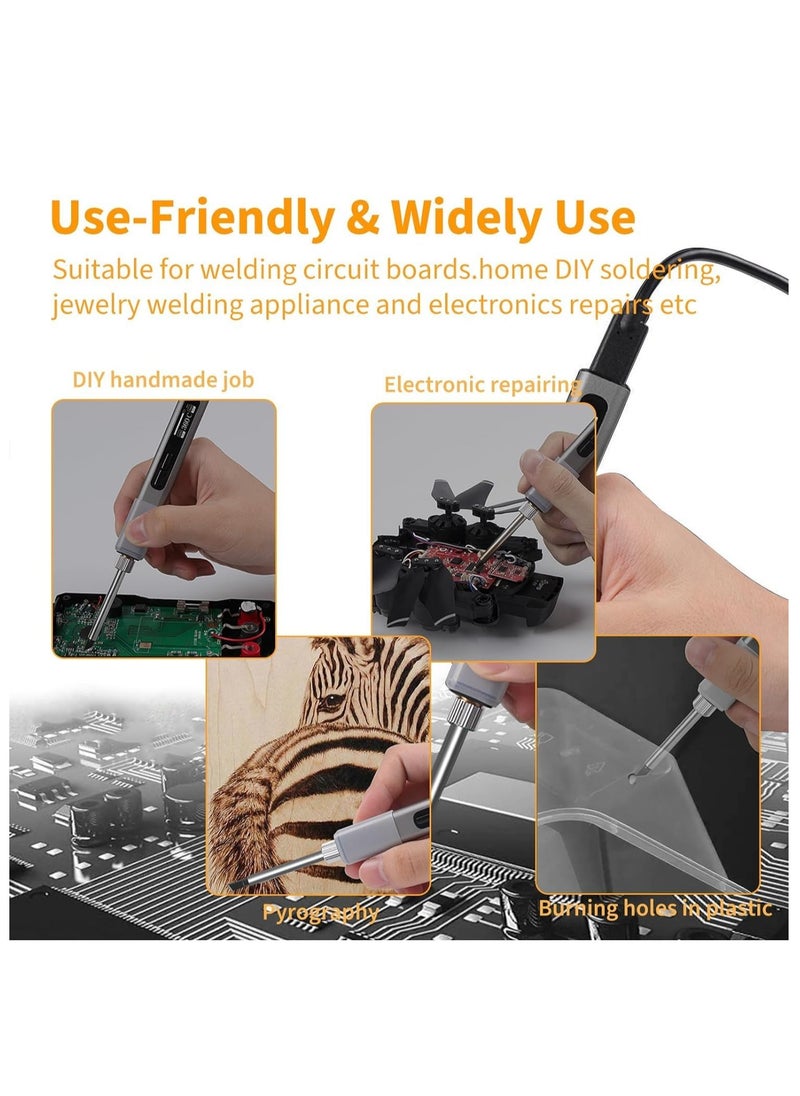 Excefore - Soldering Iron Kit - Temperature Adjustable Electric Solder Iron Gun Welding Set, Portable Soldering Iron, Fast Heating, Digital OLED Screen Display, Auto Sleep (2 types of replacement welding tips) - Image 1