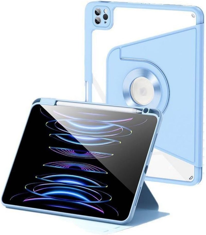 إكسفور جراب دوار لجهاز iPad Air 11 بوصة M3/M2، غطاء شفاف رفيع واقٍ مغناطيسي قابل للفصل مع حامل قلم لجهاز iPad Air 5Th/4Th Pro11 2022، مقاوم ومتين، أزرق - Image 1