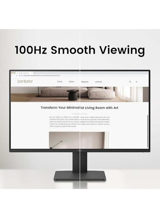 BenQ GW2491 24” IPS FHD 1080p 100Hz Home Office Monitor, 99% sRGB, HDMI, Displayport, Ultra Slim Bezel, Flicker Free, Low Blue Light, KSA Version - 3 YEAR WARRANTY Black - Image 4