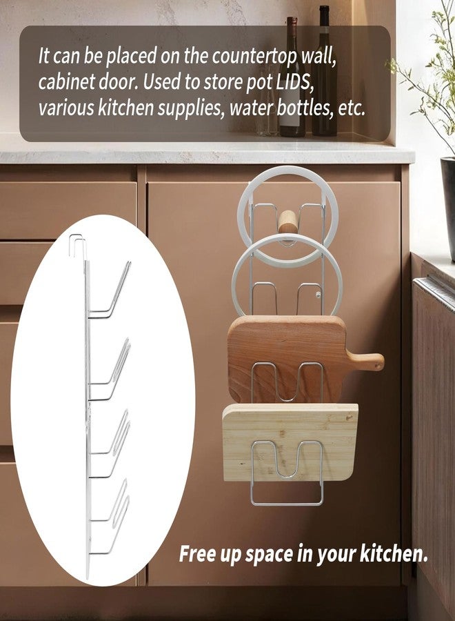 Pastlla 4 Tier Lid Organizer - No Drilling Wall Mounted Pot Cover Rack - Stainless Steel Lid Holder for Kitchen Cabinet - Image 5