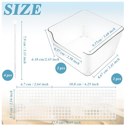 Niuohoy 2 Pack Hermit Crab Water Tank Cage Accessories With Climbing Ramp Aquarium Salt Water Pool for Small or Medium Habitat Home Transparent - Image 3