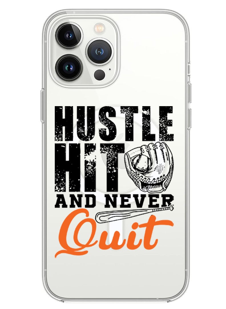 Theodor Magnetic Case for iPhone 14 Pro 6.1-inch Compatible with MagSafe Wireless Charging, Shockproof Phone Bumper Cover Hustle hit and never quit black copy - Image 1