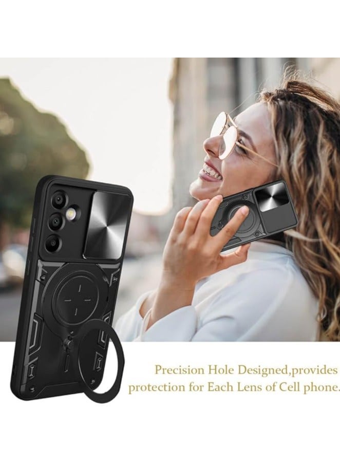 Metal Stand Ring Holder Case for Samsung A15 Camera Protector,Slim Full Protection Shockproof Cover for Women Men(Black) - Image 4