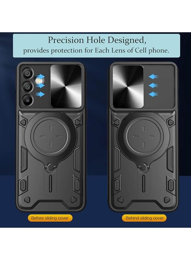 Metal Stand Ring Holder Case for Samsung A15 Camera Protector,Slim Full Protection Shockproof Cover for Women Men(Black) - Image 3