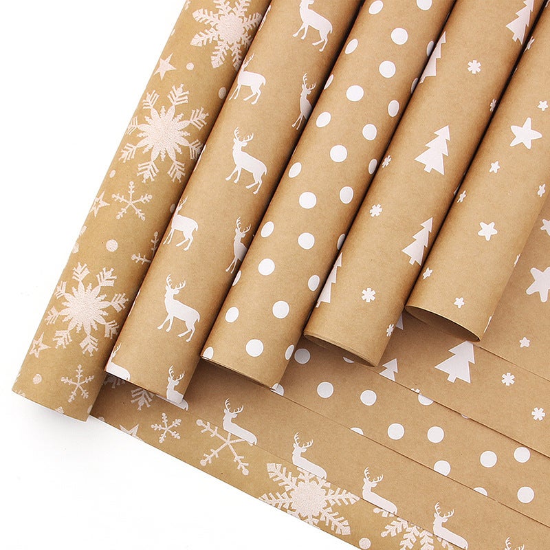 Exclusive 80G Kraft Paper Christmas Tree Snowflake Gift Wrapping Paper Diy Gift Eco-Friendly Material - Image 5