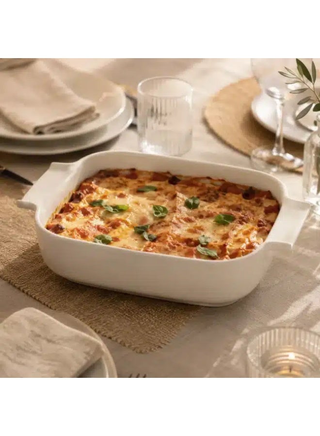 Danny Home Square Porcelain Baking Dish with Handles, 30.7 × 25 × 6.8 cm Ceramic Oven Baking Dish, Deep White Casserole Dish for Lasagna, Roasting, Baking, Serving and Meal Preparation - Image 4