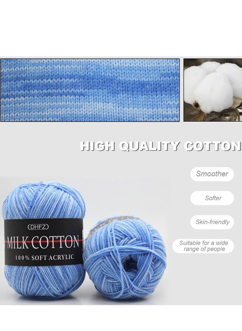 Excefore 6 Rolls 50g Acrylic Yarn Skeins, Soft Yarn for Crocheting and Knitting Craft Project, Assorted Starter Crochet Kit Yarn Bulk for Adults and Kids (Blue) - Image 3