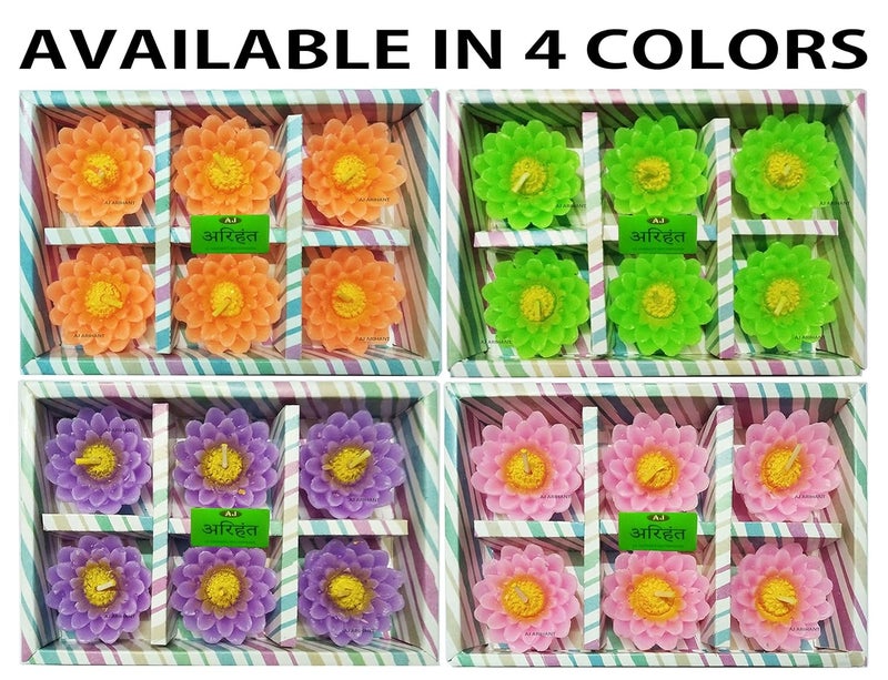 AJ ARIHANT AJ Arihant Set of 6 Multicolor Lotus Flower and Sunflower Shape Floating Candles for Diwali Decoration Home Decoration Christmas Festivals Birthday Decoration Diwali Candles  - Image 3