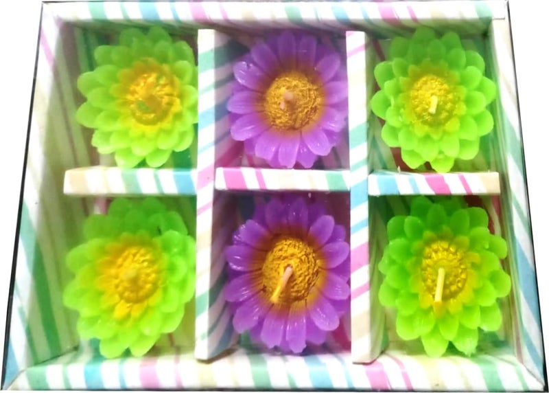 AJ ARIHANT AJ Arihant Set of 6 Multicolor Lotus Flower and Sunflower Shape Floating Candles for Diwali Decoration Home Decoration Christmas Festivals Birthday Decoration Diwali Candles  - Image 2