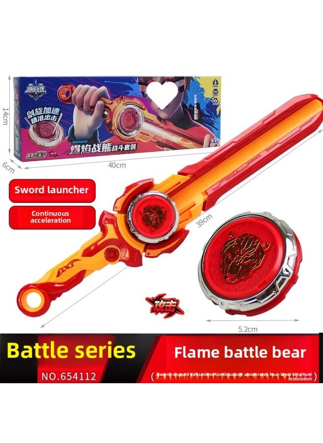 Generic - Hurricane Spirit Of War's Sword Spinning Top Third-Order Sword Toy Children's Blast Flame Battle Bear Treasure Sword-Shaped Holy Shield Ssangyong Boy-Color:Level 4 [ring Tao Dragon King] Double Gyro Animation Same Style Sword Stand - Image 1