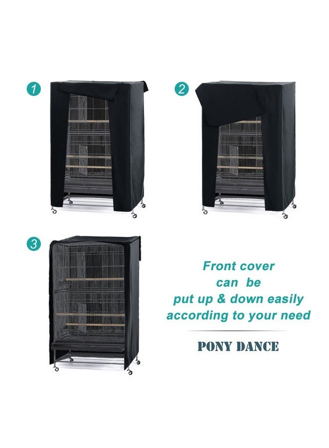 بوني دانس غطاء قفص الطيور العالمي من PONY DANCE Pets Product، غطاء معتم وجيد التهوية لقبضة الطيور الليلية الجيدة، كبير، أسود، 35 طول × 25 عرض × 47 ارتفاع - Image 4