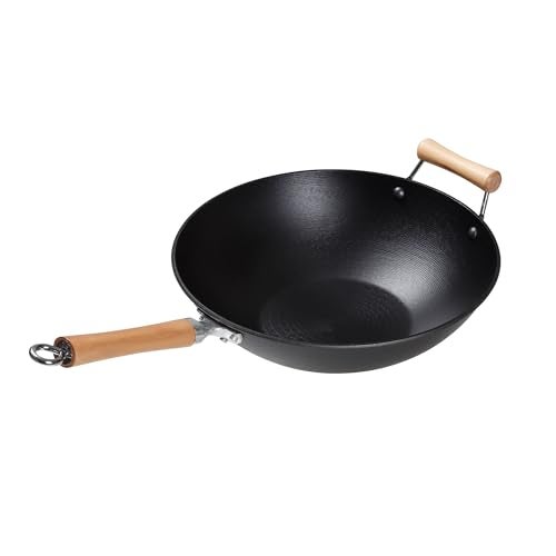 JOYCE CHEN Professional Series 14Inch Cast Iron Wok with Maple Handle