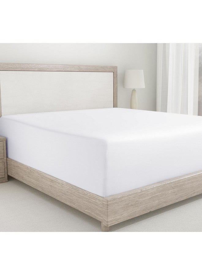 California Design Den California Design Den Twin Fitted Sheet White, 100% Cotton 400 Thread Count Sateen Cooling Sheets, No Pop-Off Elastic, Soft & Durable (Twin, White) - Image 1