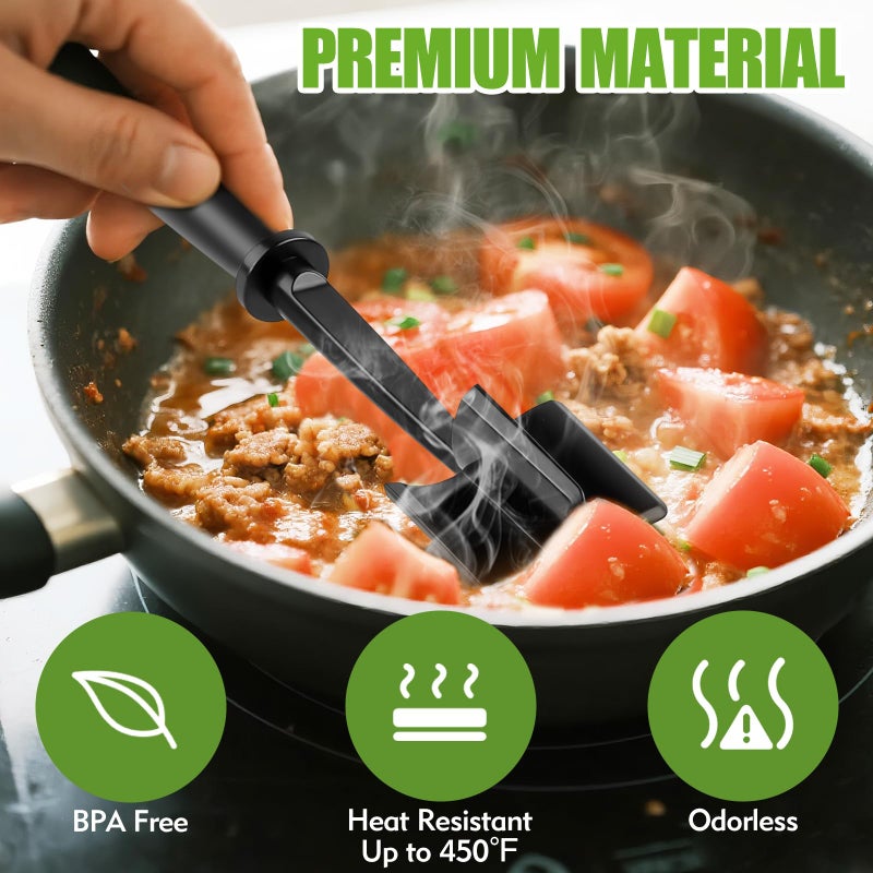 EoaMen Meat Chopper, Heat-Resistant Ground Beef Chopper Tool, 5 Curved Blades Meat Choppers for Ground Beef Hamburger Turkey, Mix and Chop Kitchen Tool - Image 3