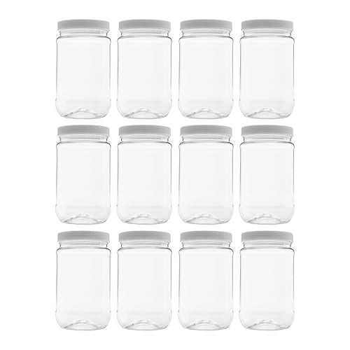 CLEARVIEW CONTAINERS - 12 Pack of 16 Ounce Plastic Pint Jars with 70RG Leak Proof Seal Lid - Food Grade and BPA Free (16oz, 12pk) - Image 1
