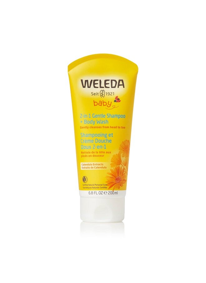 Weleda Baby Calendula 2 In 1 Gentle Shampoo And Body Wash 6.8 Fluid Ounce Plant Rich Cleanser With Calendula And Sweet Almond Oil  - Image 1