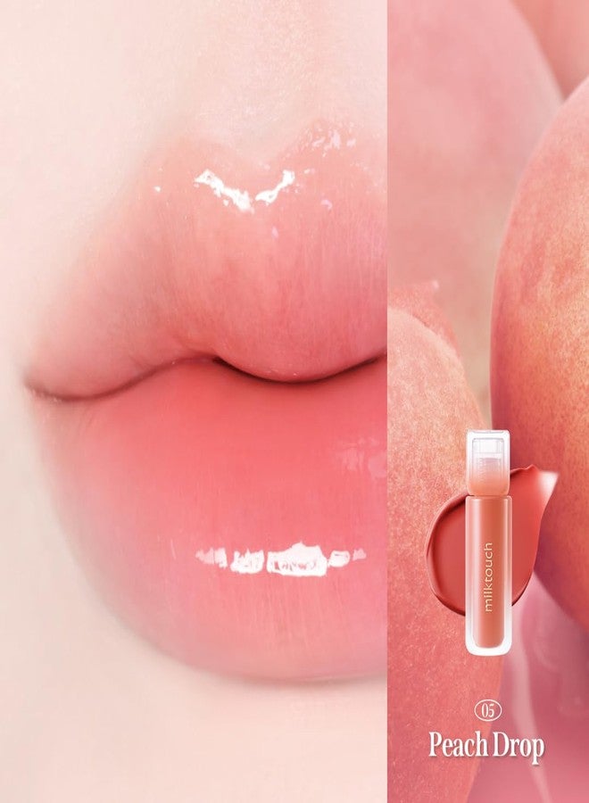 MILKTOUCH Dew Stain Sheer Lip Gloss (05 Peach Drop, 0.14 Fl Oz (Pack of 1)) - Image 3