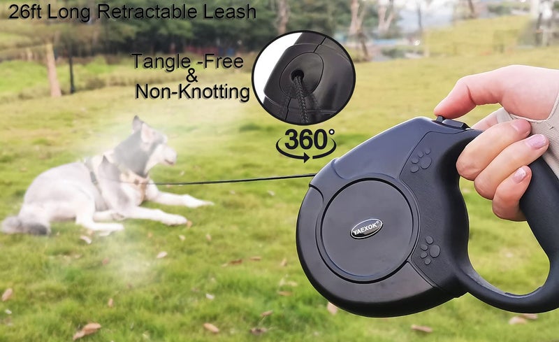 Esbuy Heavy Duty Retractable Dog Leash 26ft,Pet Long Walking Leashes Leads for Small Medium Large Dogs Doggie Up to 110lbs (Black) - Image 2