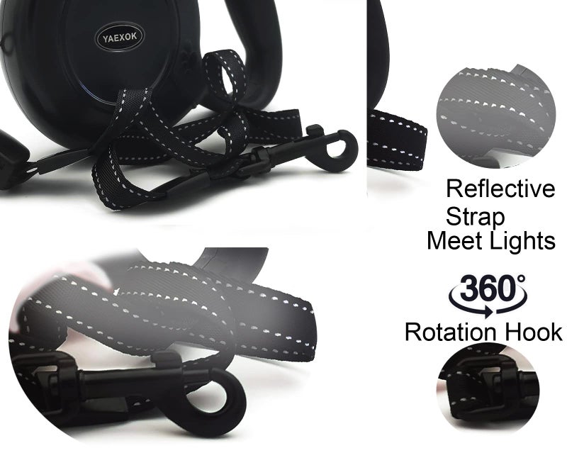 Esbuy Heavy Duty Retractable Dog Leash 26ft,Pet Long Walking Leashes Leads for Small Medium Large Dogs Doggie Up to 110lbs (Black) - Image 4