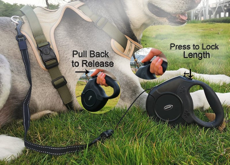 Esbuy Heavy Duty Retractable Dog Leash 26ft,Pet Long Walking Leashes Leads for Small Medium Large Dogs Doggie Up to 110lbs (Black) - Image 3
