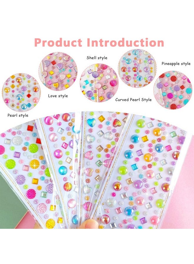 MAYCREATE® 5 Sheet Gem Stickers Rhinestones for Crafts, Self Adhesive Crystal Jewels Stickers for Kids, Acrylic Bling Decorative Diamond Stickers for Scrapbooking, DIY Phone Case, Face Decor - Image 3