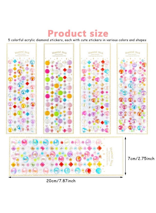 MAYCREATE® 5 Sheet Gem Stickers Rhinestones for Crafts, Self Adhesive Crystal Jewels Stickers for Kids, Acrylic Bling Decorative Diamond Stickers for Scrapbooking, DIY Phone Case, Face Decor - Image 2