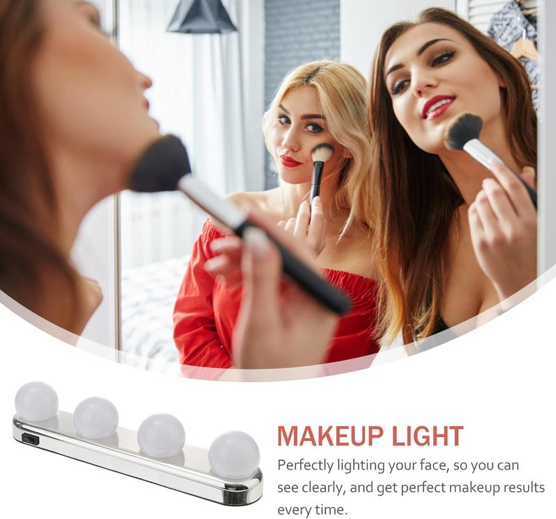 VICASKY Suction Cup Vanity Mirror Lamp, 4-led No Drill Makeup Light with Adjustable Brightness, Portable Cosmetic Lighting for Bathroom & Dorm (White) - Image 3