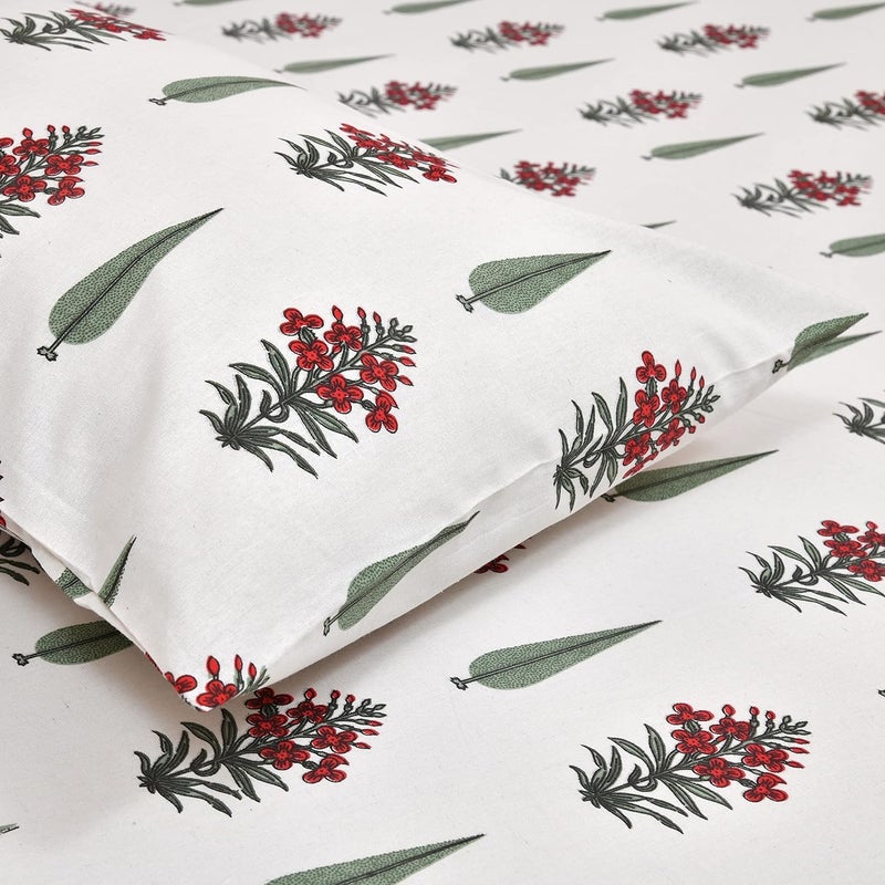 DE CAMA Since 1997 | 100% Cotton 300 TC Premium King Size Bedsheet for Double Bed (108 x 108 Inch) with 2 Pillow Covers Set (17 x 27 Inch) Designer Printed Bedsheet Set - Dark Red - Image 2