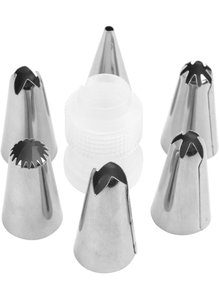 Silicone Pastry Bag with 6 Stainless Steel Tips, Reusable Pastry Bag, DIY Cake Decorating Tool - Icing Nozzles and Cream Bags for Frosting and Dessert Decorating - 1 Set (8  - Image 2