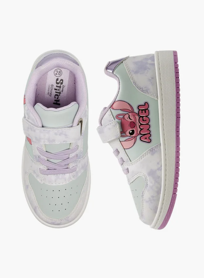 ديزني Stitch and Angel Print Sneakers with Hook and Loop Closure