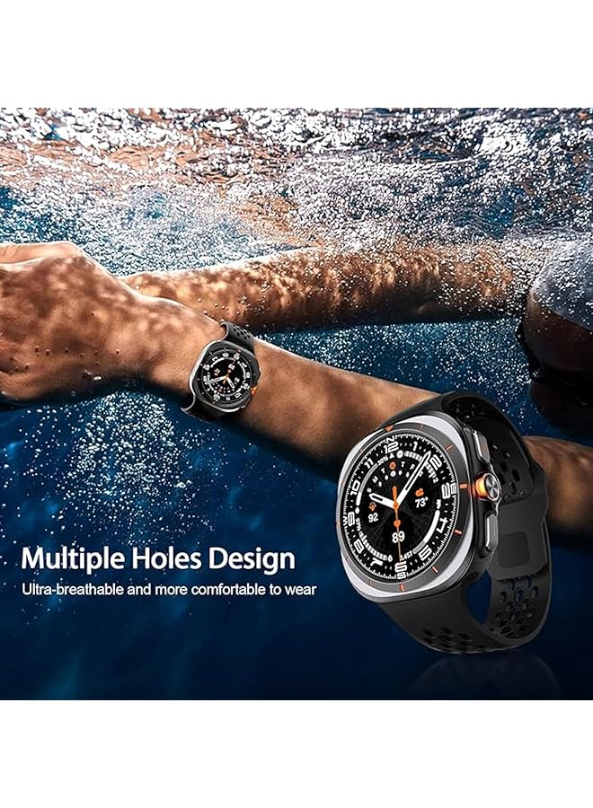 إيروريكس سوار رياضي متوافق مع ساعة سامسونج جالكسي واتش 7 الترا 47 مم 2024 بدون فجوات حزام بديل من السيليكون الناعم القابل للتنفس لساعة جالكسي واتش الترا للرجال والنساء - Image 5