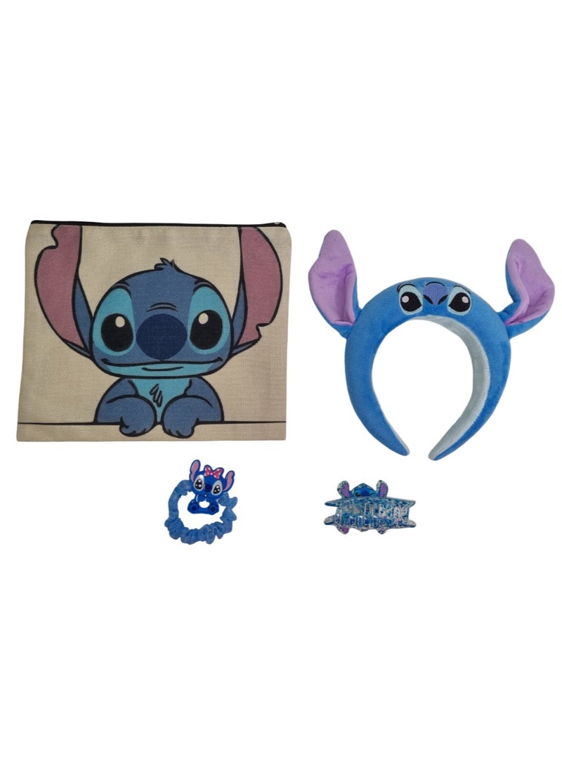 STITCH Adorable Stitch Hair Accessory Set with Pouch – 4-Piece Gift Pack - Image 1