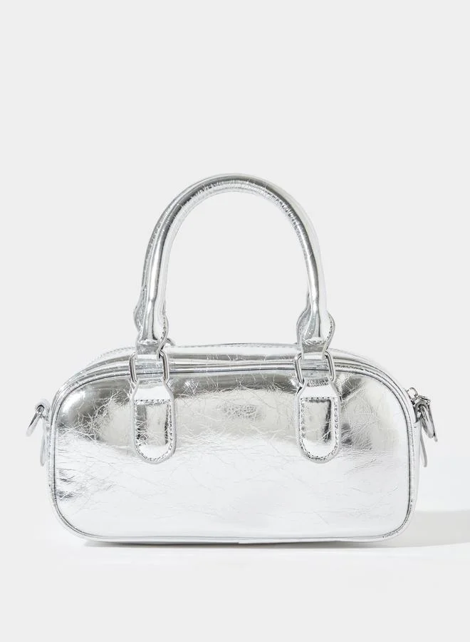 Metallic Silver Mini Hand Bag